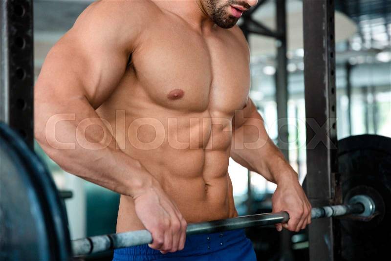 Closeup portrait of a muscular male chest, stock photo