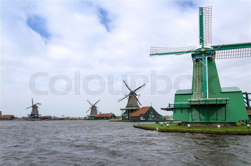 Zaanse Schans, Landmark in The Netherlands, stock photo