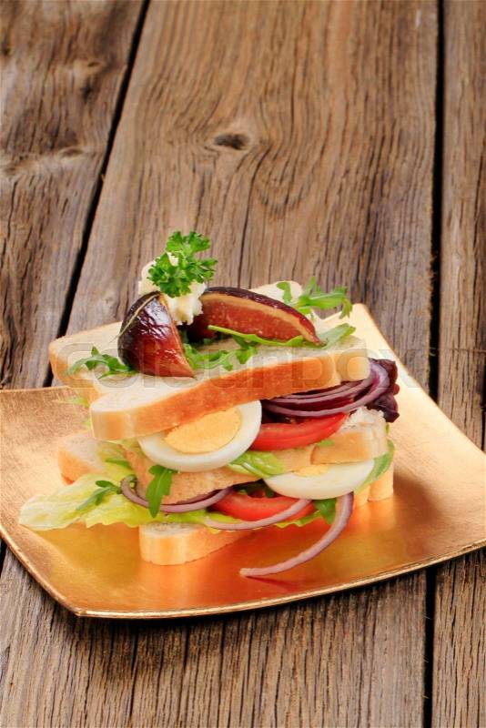 Nutritious snack vegetarian sandwich , stock photo