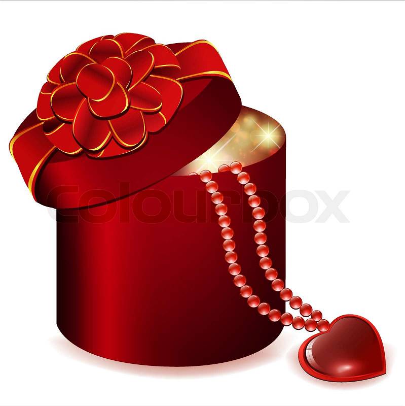 Valentine`s day theme with gift box and heart jewelry | Vector ...
