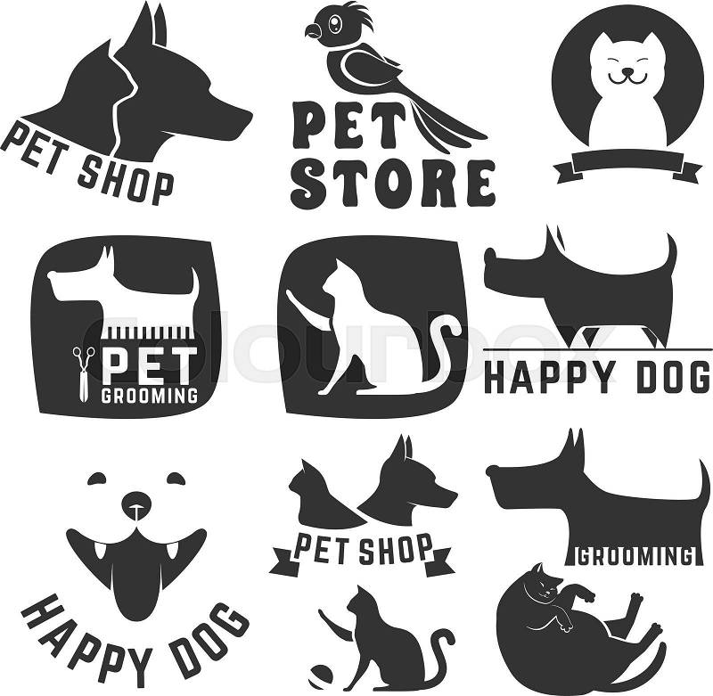 Set Of Pet Shop Labels And Badges Cat Stock Vector Colourbox