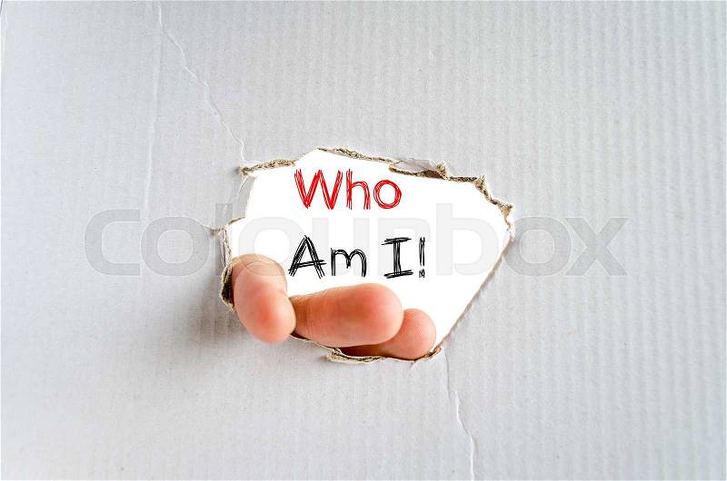 Who am i text concept isolated over white background, stock photo