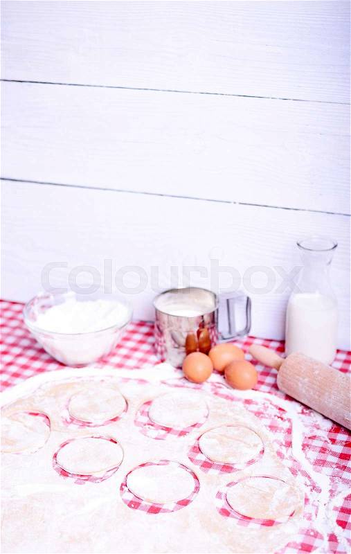 Baking donuts in kichen table, stock photo