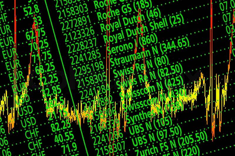 Share prices quoted on an electronic board, stock photo
