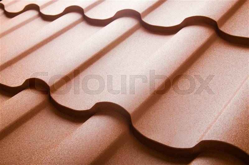 Close up of metal roof tile, stock photo
