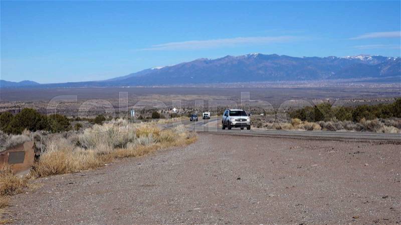 Cars on the road in Arizona, USA, stock photo