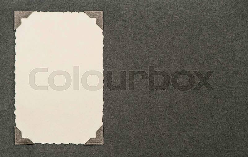 Vintage photo card with corner. Used paper texture. Album page, stock photo