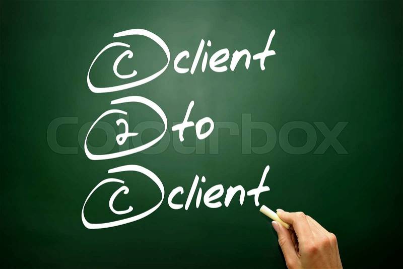 Hand drawn Client To Client (c2c), business concept acronym on blackboard , stock photo