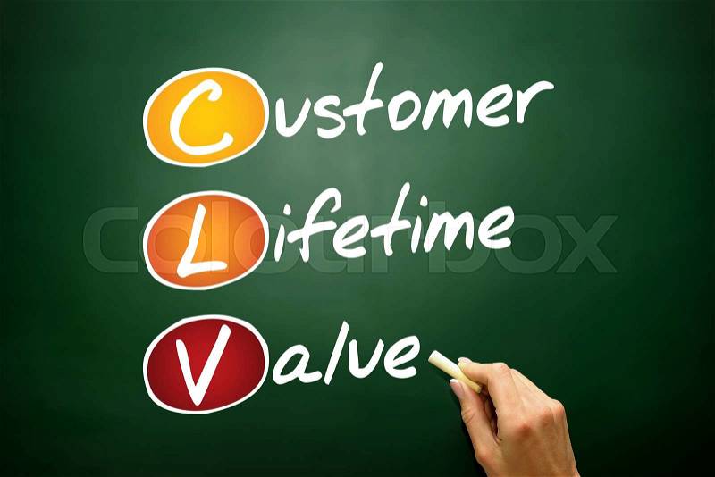 Customer Lifetime Value (CLV), business concept acronym on blackboard, stock photo