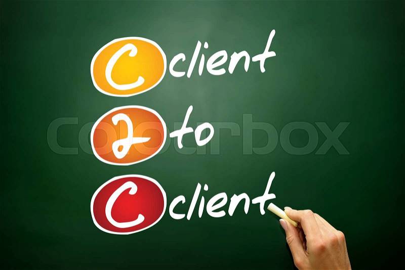 Client To Client (c2c), business concept acronym on blackboard, stock photo