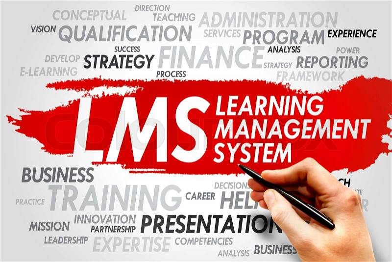 Learning Management System (LMS) word cloud business concept, stock photo