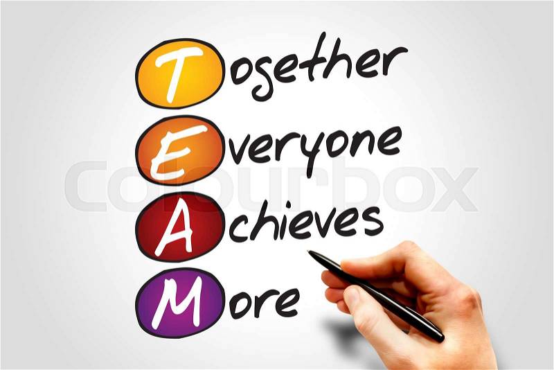 Together Everyone Achieves More (TEAM), business concept acronym, stock photo