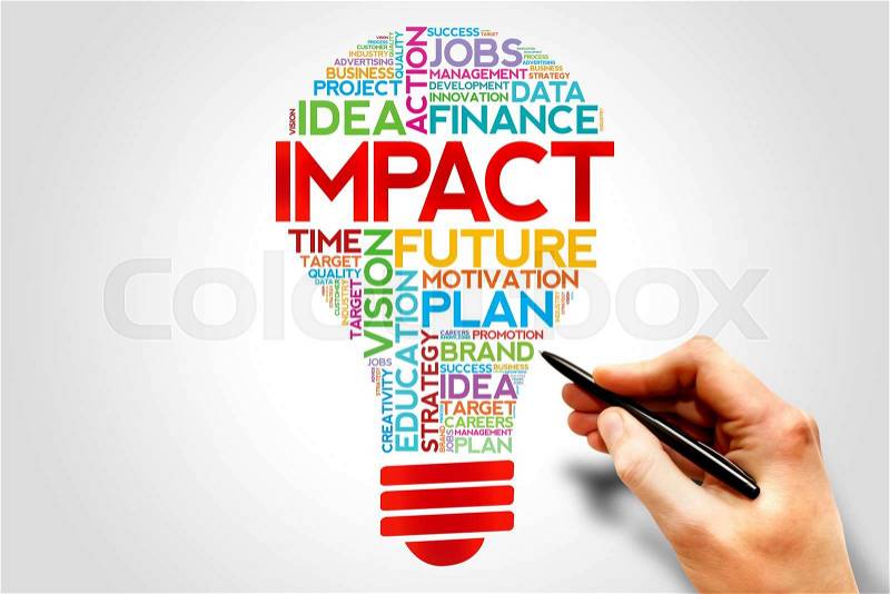 IMPACT bulb word cloud, business concept, stock photo