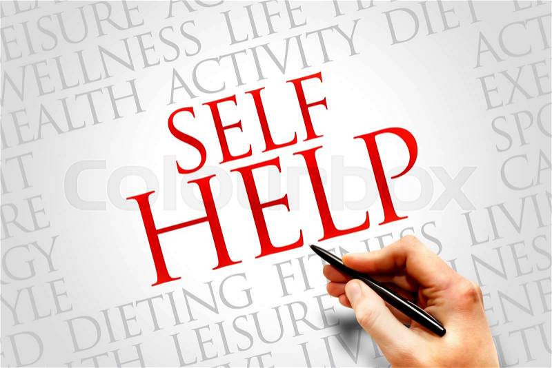 Self Help word cloud, health concept, stock photo