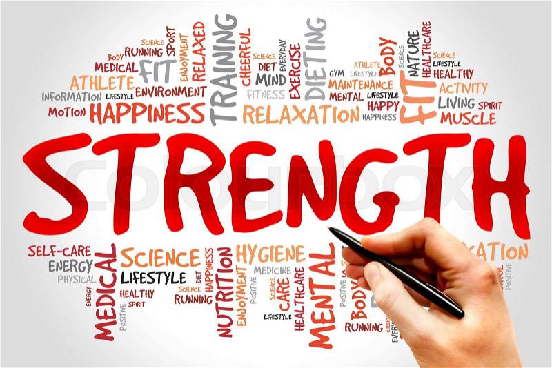 Strength word cloud, health concept, stock photo