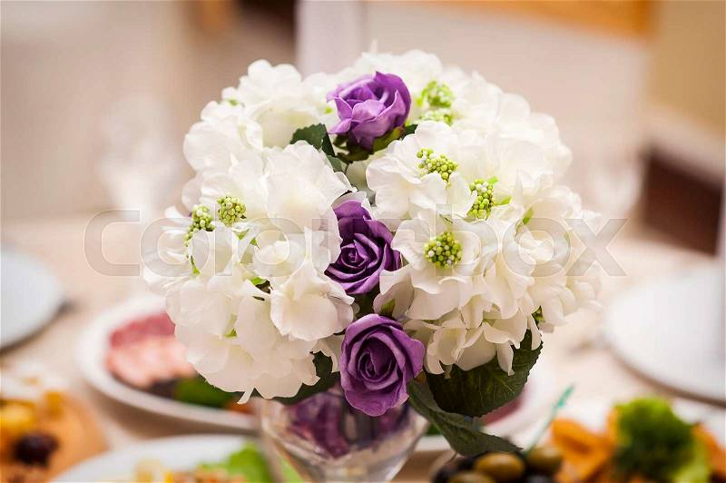 Bride purple flowers wedding , stock photo