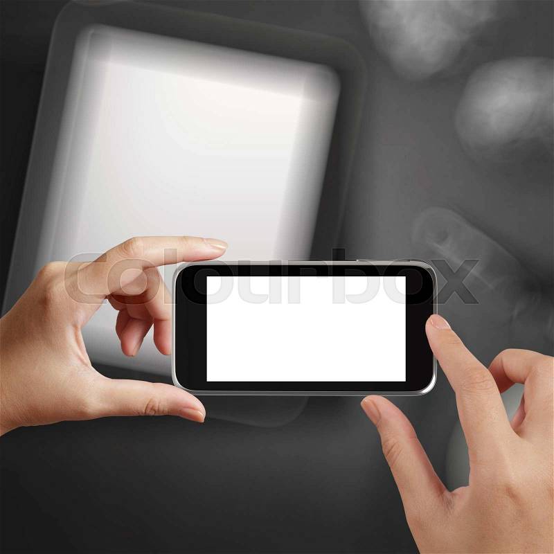 Woman hand holding the phone tablet touch computer gadget as concept , stock photo