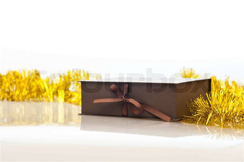 Christmas gift box brown, stock photo