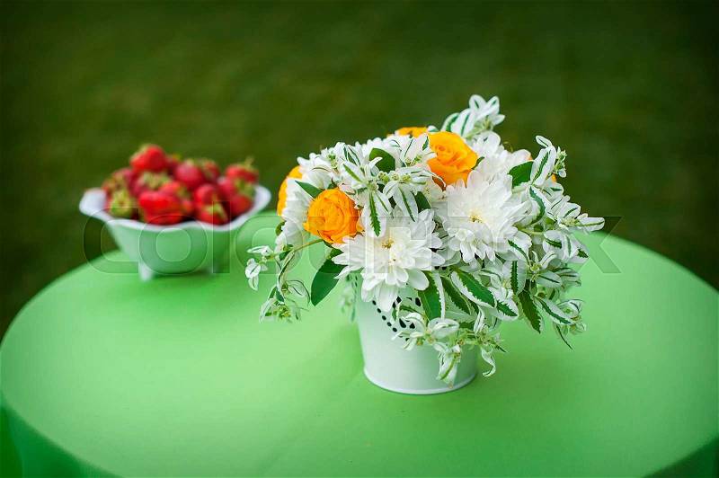Floral Centerpiece at Wedding Reception, stock photo