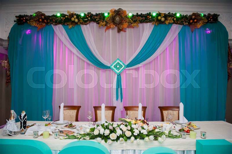 Serving wedding table in the New Year theme, stock photo