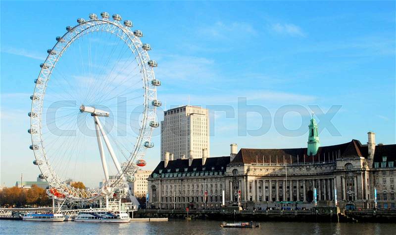 The (Eye) Millennium Wheel and the Tate Museum, stock photo