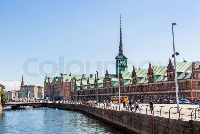 Former stock exchange building in Copenhagen, Denmark in a summer day, stock photo