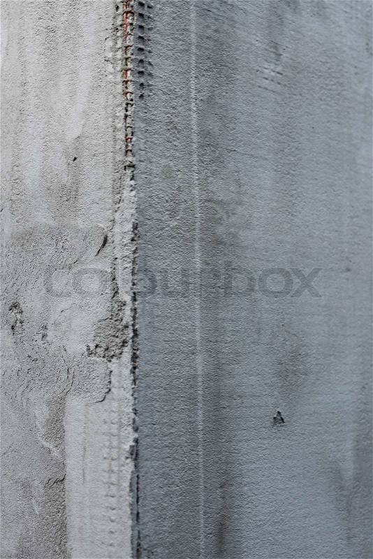 The walls are covered with mesh and construction adhesives mixture, stock photo