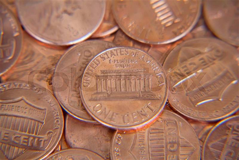 Close up of the US cent, stock photo