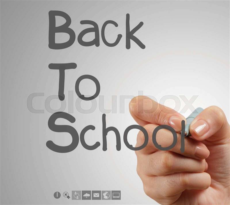 Hand draws Back to School as concept, stock photo