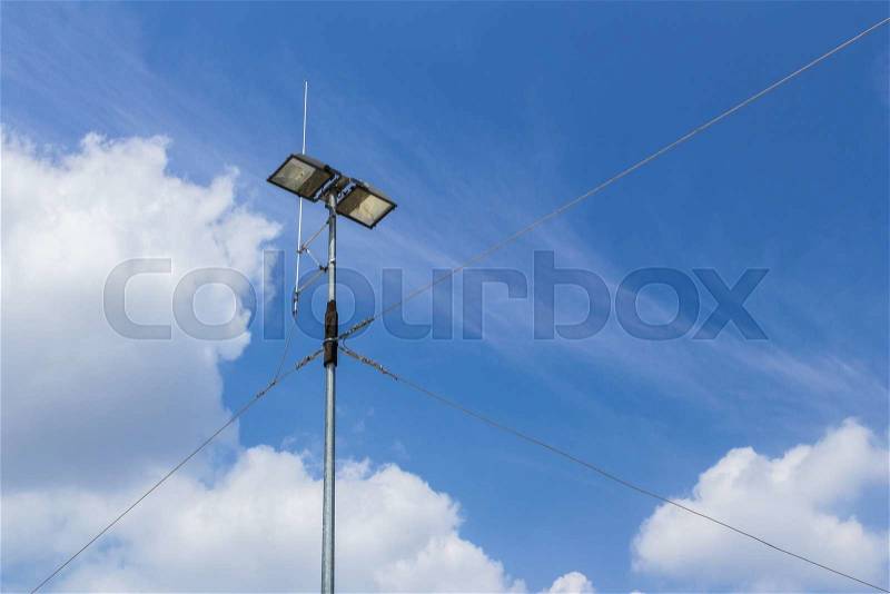 External illuminator with metal cables of connection and antenna , stock photo