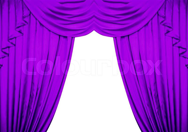 Purple curtain isolated on white background, stock photo