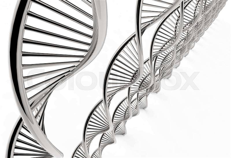 Image of DNA strand against colour background, stock photo