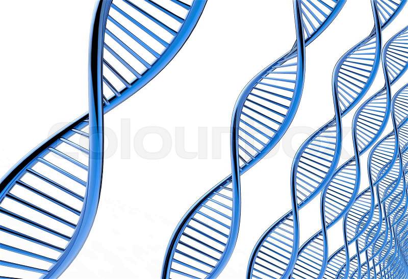 Image of DNA strand against colour background, stock photo