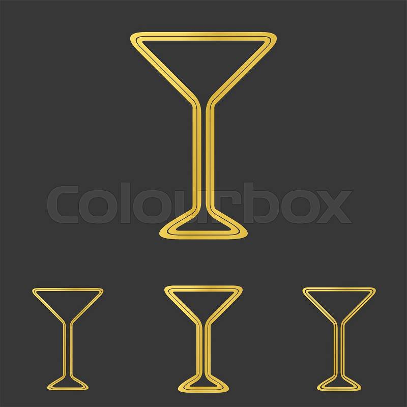 Golden line drink symbol logo design set, vector