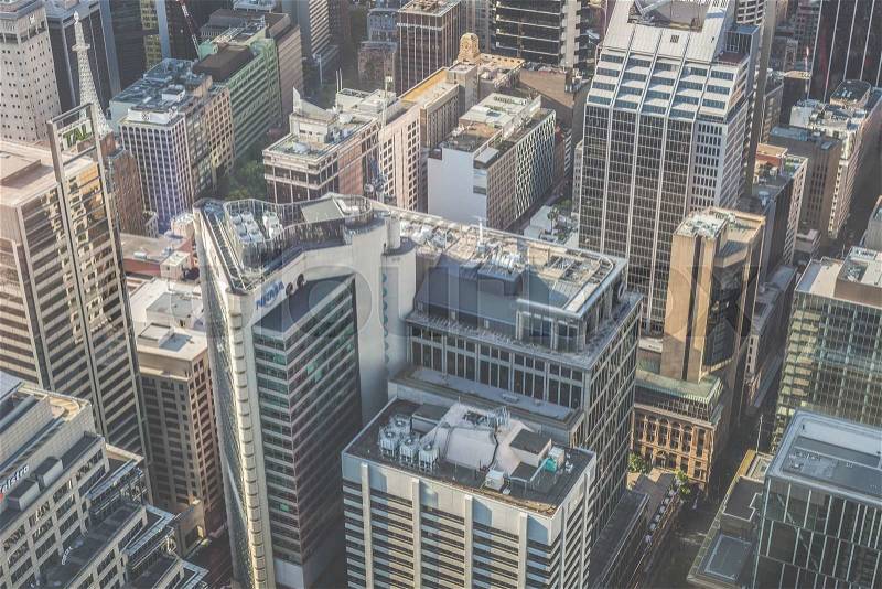 Aerial view from Sydney Tower in Sydney Australia, stock photo