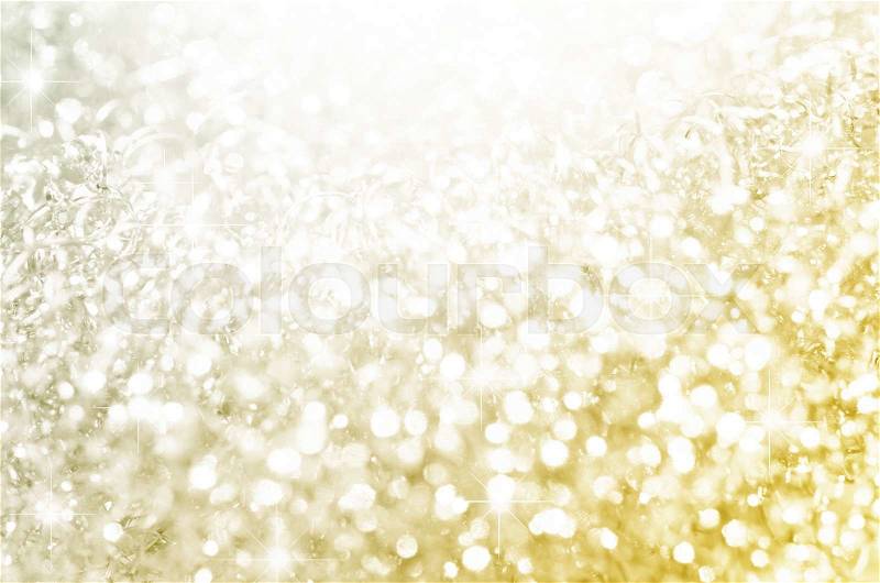 Lights on gold with star bokeh abstract as background, stock photo