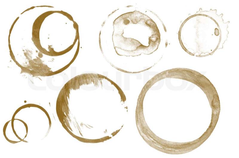 Coffee stains on white paper, stock photo
