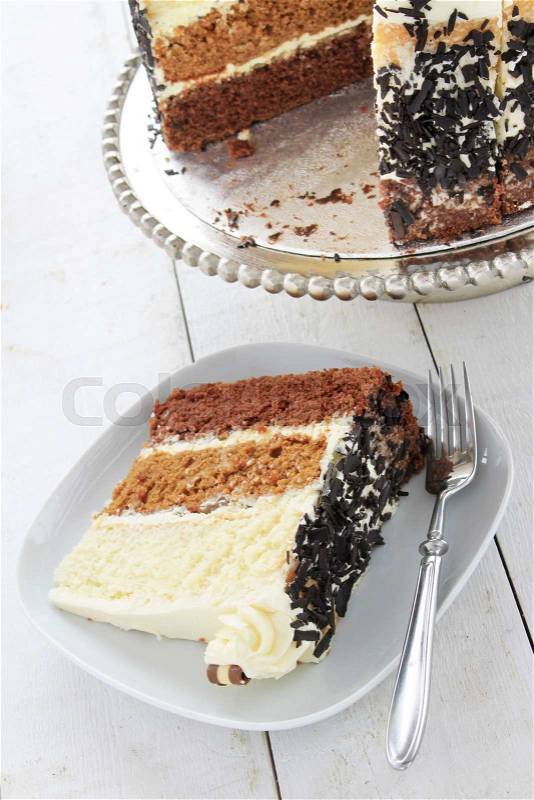 Chocolate layered cake, stock photo