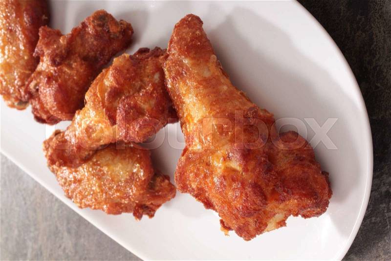 Fried chicken pieces, stock photo