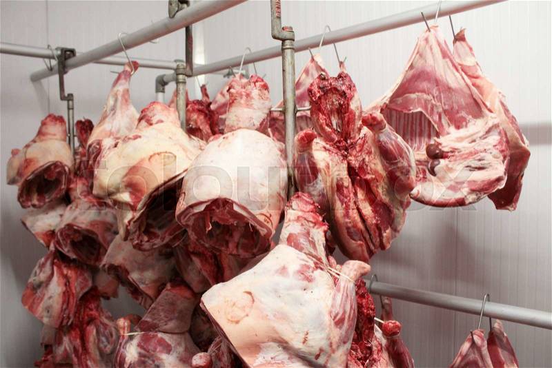 Butchering meat, stock photo