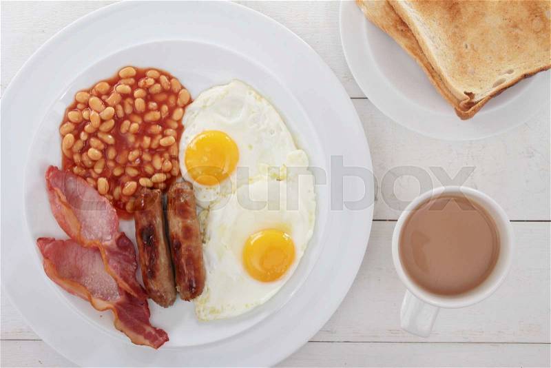 Traditional full English breakfast, stock photo