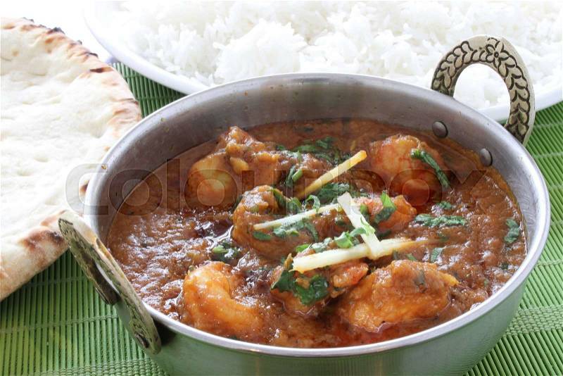 Traditional Indian curry meal, stock photo