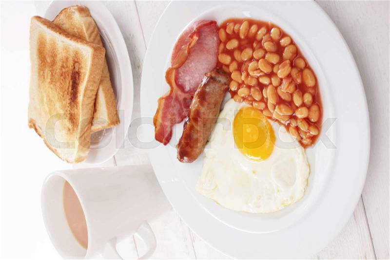 Traditional full English breakfast, stock photo