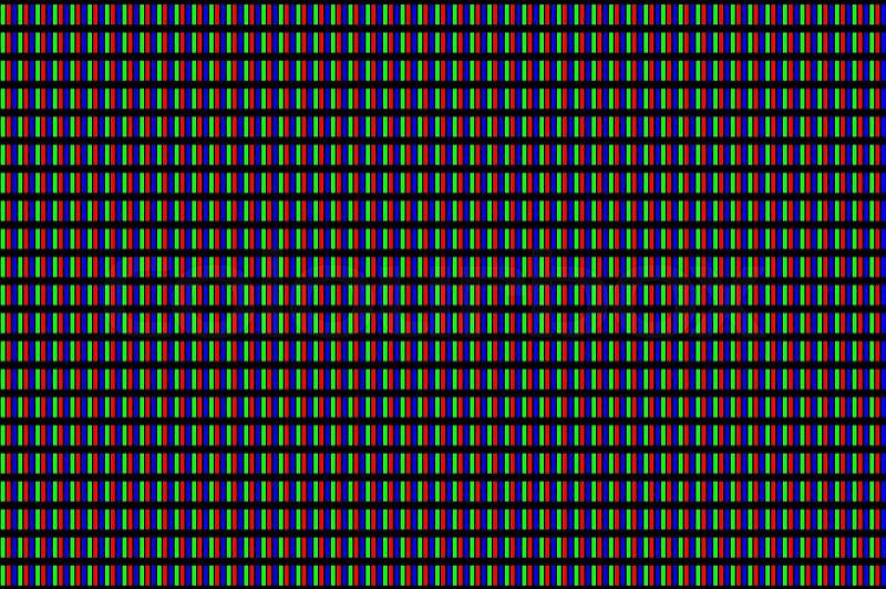 LCD screen pixels triads closeup on black background, stock photo