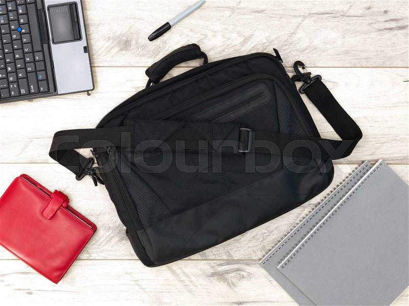 A studio photo of a laptop shoulder bag, stock photo