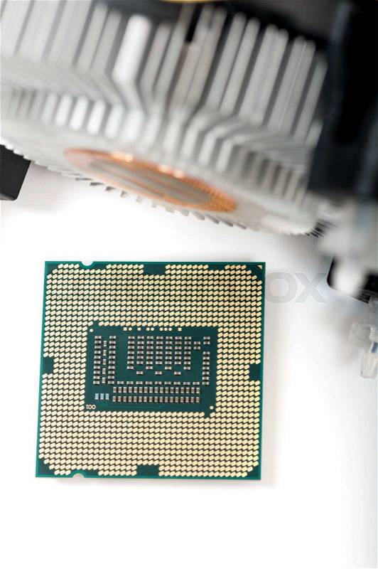 Cooler and the CPU isolation, stock photo