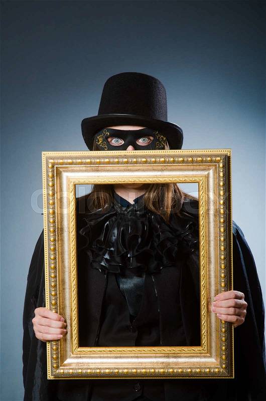 The woman wearing mask in art concept, stock photo