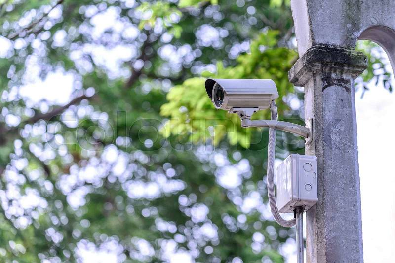 Security camera for monitoring travel place, stock photo