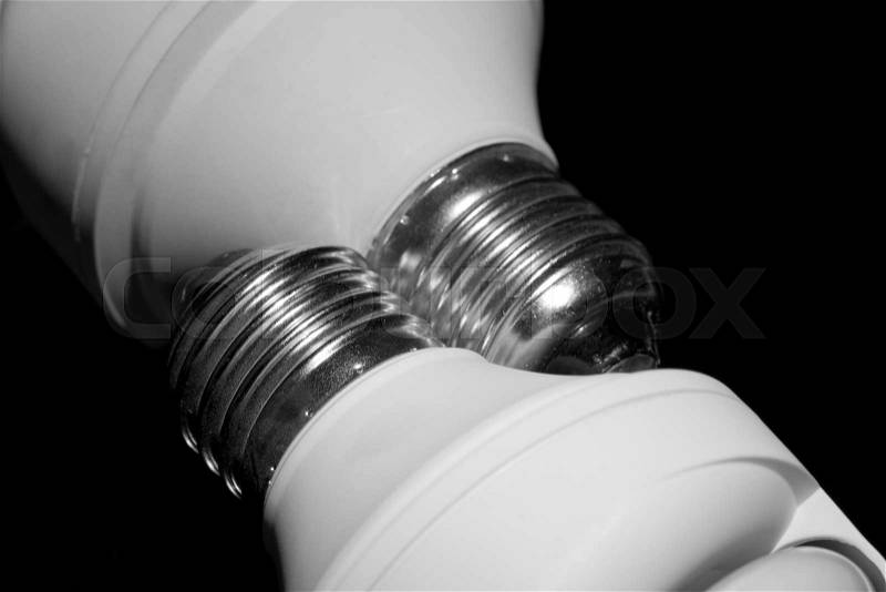 Close-up of energy-saving compact fluorescents light bulb, stock photo