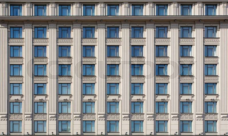 Facade of expensive hotel building. Background or texture, stock photo